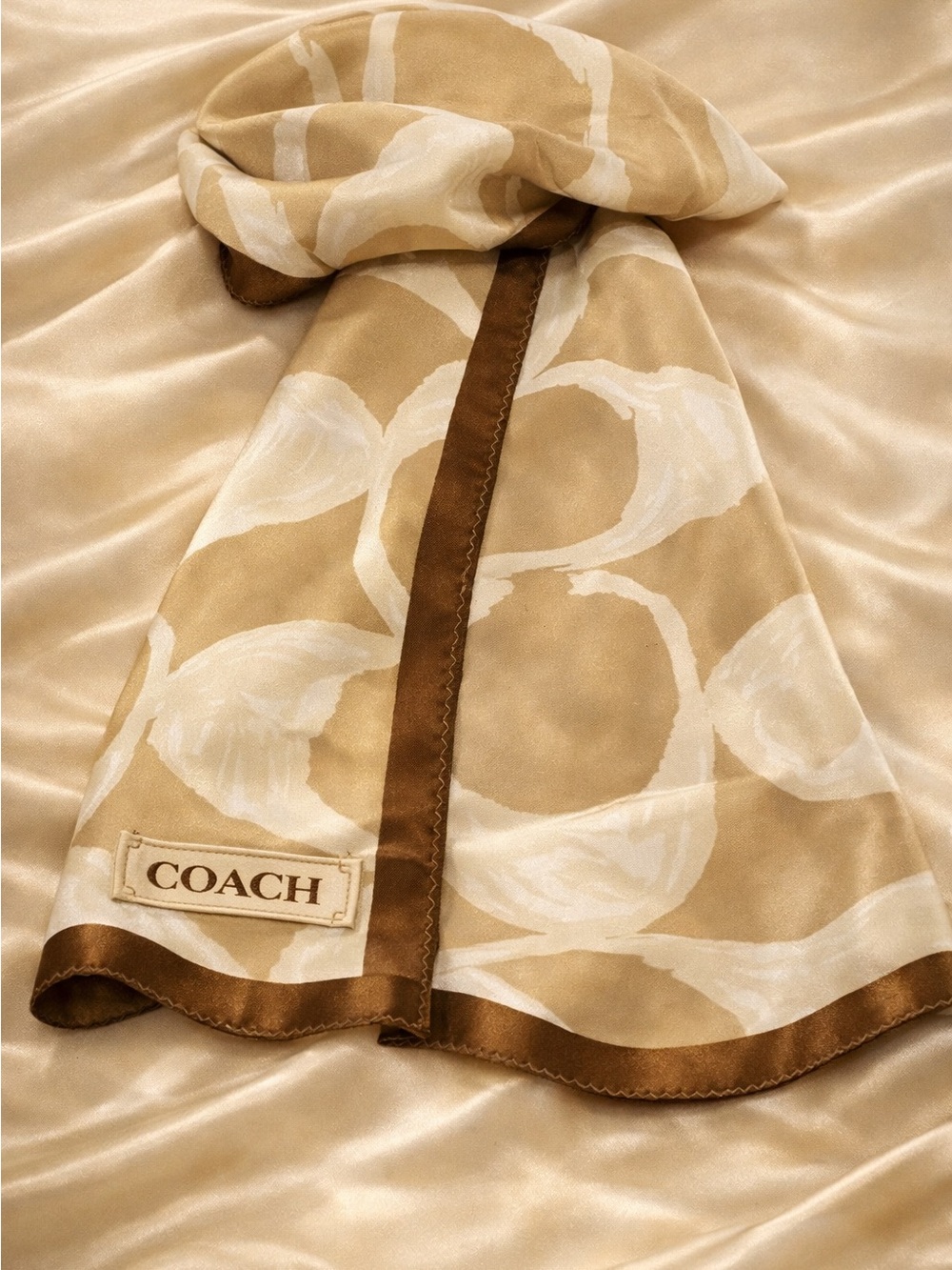 Newer coach scarf, medium sized, 100% silk, neutral tones. Soft and lovely! - Picture 3 of 6